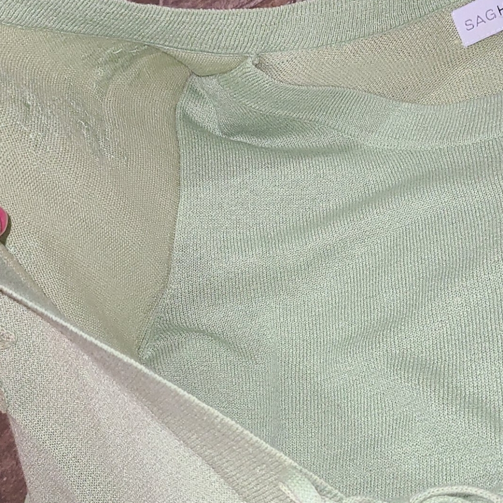 Sag Harbor Mint Green Knit Top Attached Cardigan - Picture 4 of 4